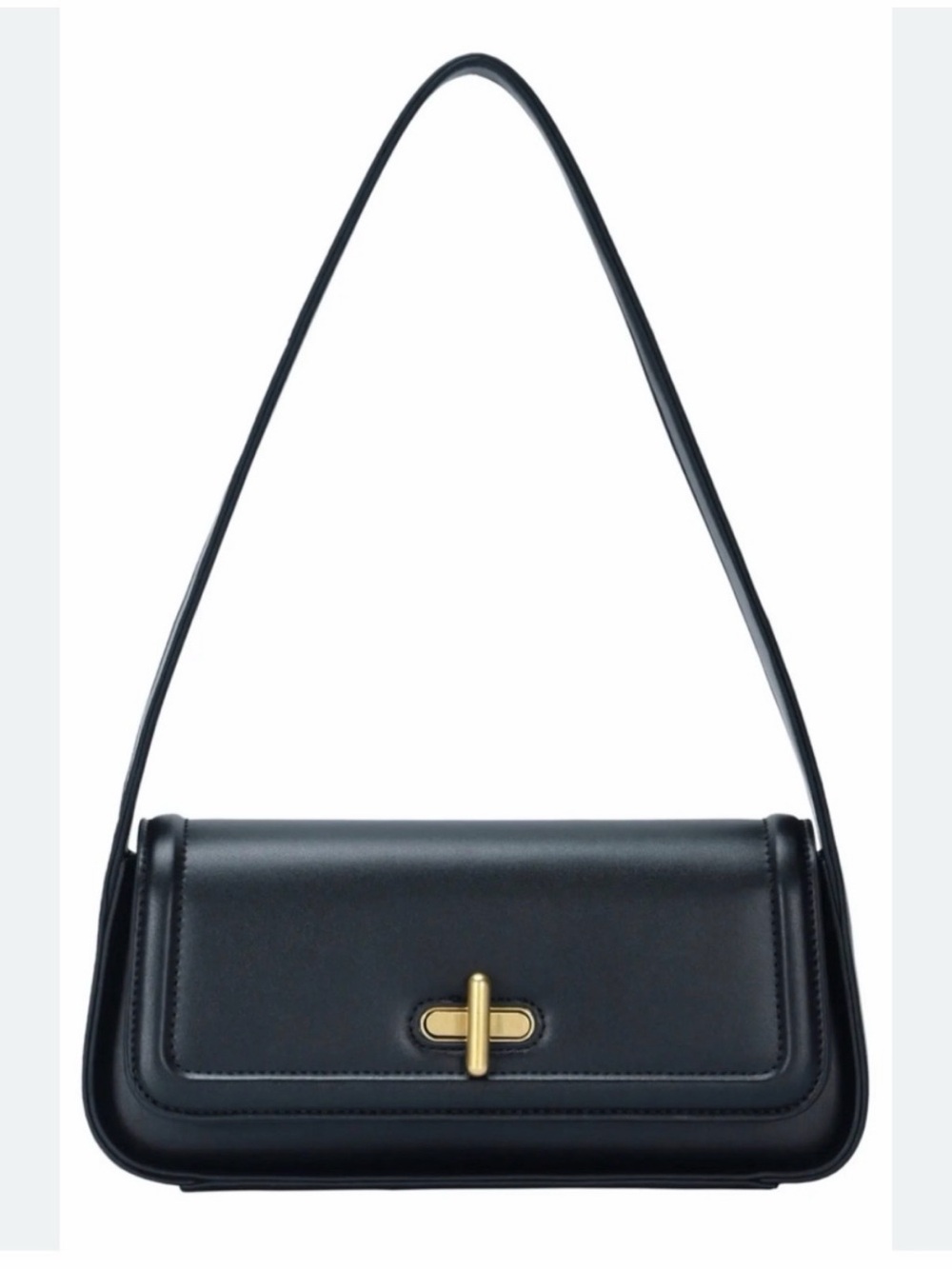 Classic Black Shoulder Bag with Gold Hardware